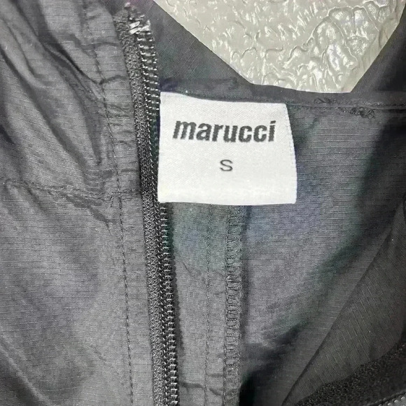 MARUCCI Retro Style 90s Zip Up Black White Baseball Windbreaker Men Small - Picture 8 of 12